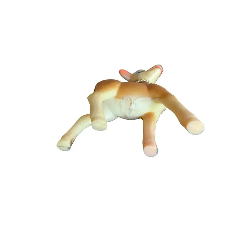 Rubber Fawn Christmas Reindeer Deer w/Spots Head Moves  Japan 5